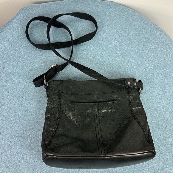 The Sak Happy & Free Leather Fold Over Crossbody Bag In Black - Picture 1 of 11
